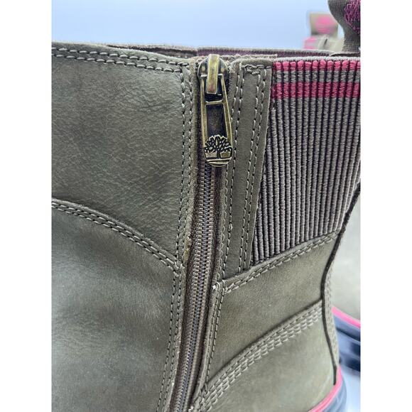 Timberland Women's Malynn‎ Side Zip Boots Leather Waterproof Olive Color Sz 6.5 - Picture 14 of 16